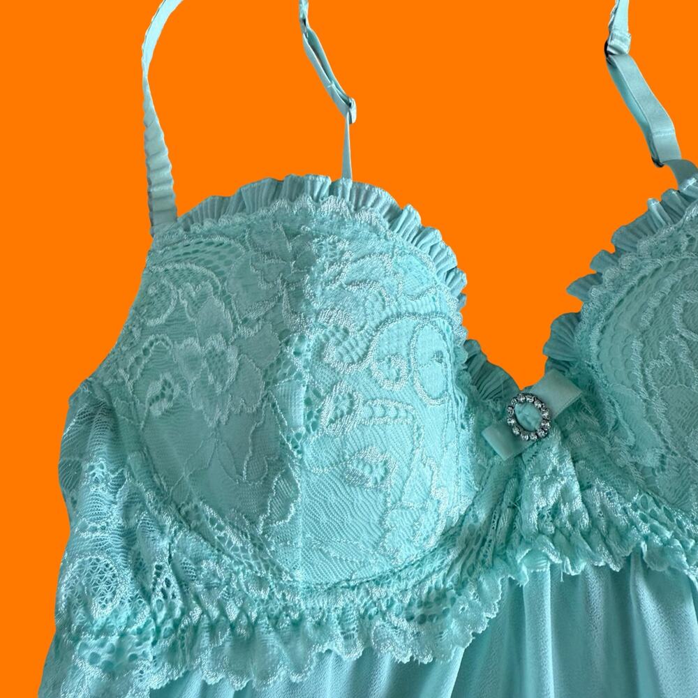 00's vintage chiffon lace bustier y2k 2pc lingerie set MEDIUM cinema etoile - Picture 3 of 8